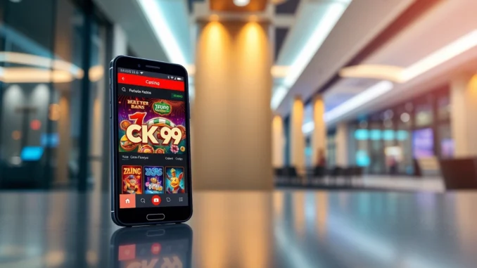 gpjj CK999 app interface on a smartphone showcasing live casino games with vibrant graphics, designed to attract users seeking seamless betting experiences.