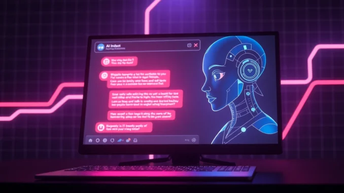 porn_ai_chatai_porn_chat-5ej6 An illustration of a futuristic digital chat interface with neon accents, suggesting adult AI conversations in a cyber-inspired setting.