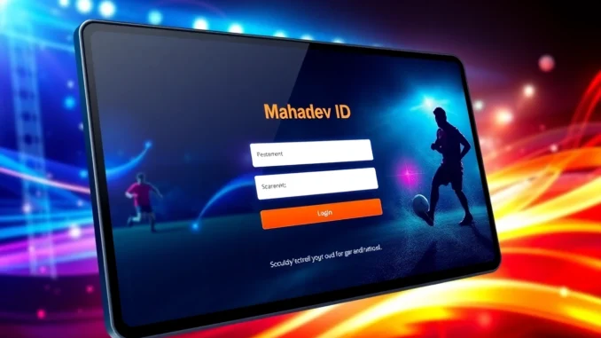 3aef Mahadev ID login screen showcasing secure online betting platform with vibrant sports graphics for user engagement.