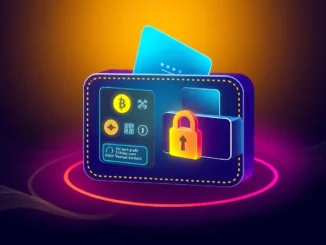 Advanced crypto wallet with secure blockchain interface and digital assets, emphasizing