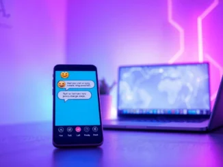 A modern digital chat environment with neon lighting and conversation bubbles, illustrating spicy AI chat interactions.