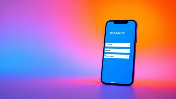 Reddybook login screen showing user credentials entry on a clean, user-friendly platform, emphasizing secure access and simplicity for users.