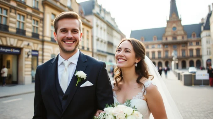 tzfl Réalisation d’un blog mariage liège avec une photo romantique de couple lors d’un mariage dans la région liégeoise, ambiance naturelle et style spontané.