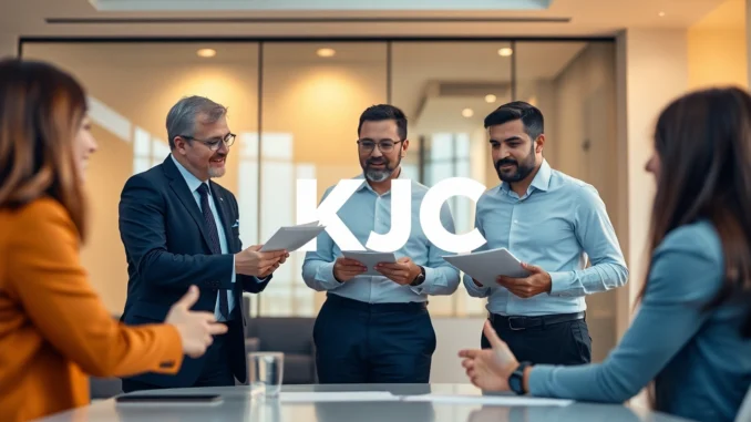 x9yl KJC legal firm team collaborating in a sleek office, showcasing professionalism and expertise for authoritative branding.