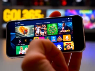 The Gold365 app interface on a smartphone showcasing sports betting and casino games, highlighting easy navigation and secure online gaming for users.