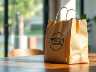 High-quality torba papierowa with eco-friendly branding being held by a hand for packaging or