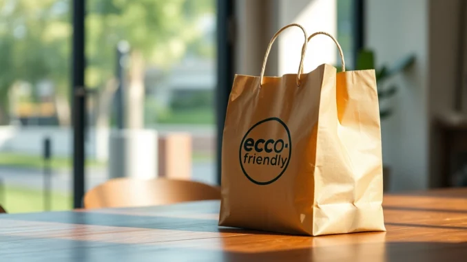 High-quality torba papierowa with eco-friendly branding being held by a hand for packaging or