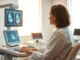 Reproductive specialist analyzing ultrasound images at clinica infertilita Italia for accurate