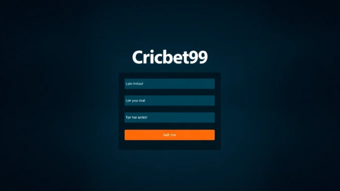 Cricket betting platform Cricbet99 login page showcasing user login fields with engaging