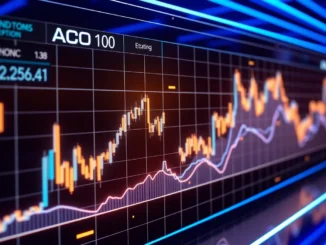 High-tech aicoin visualization with digital market charts and AI elements for crypto analysis
