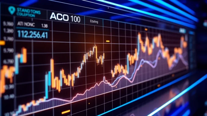 2f4v High-tech aicoin visualization with digital market charts and AI elements for crypto analysis
