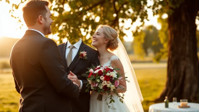 mkyo Skilled eskuvo fotos taking natural wedding photos during outdoor ceremony with bride and groom