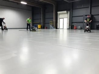 Expert team performing floor preparation Birmingham with diamond grinding and surface leveling