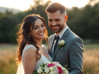 Skilled eskuvo fotos capturing a joyful couple during an outdoor wedding ceremony with natural
